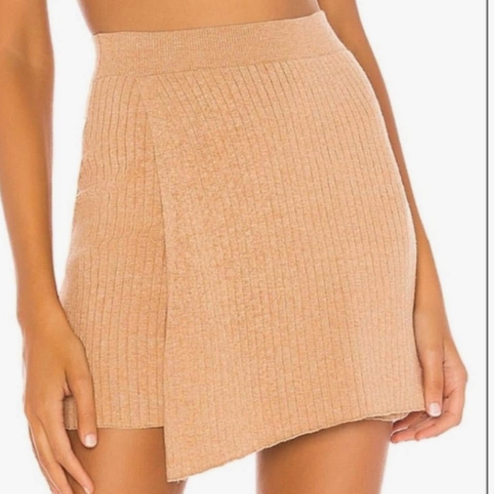 Tan Ribbed Women Skirt